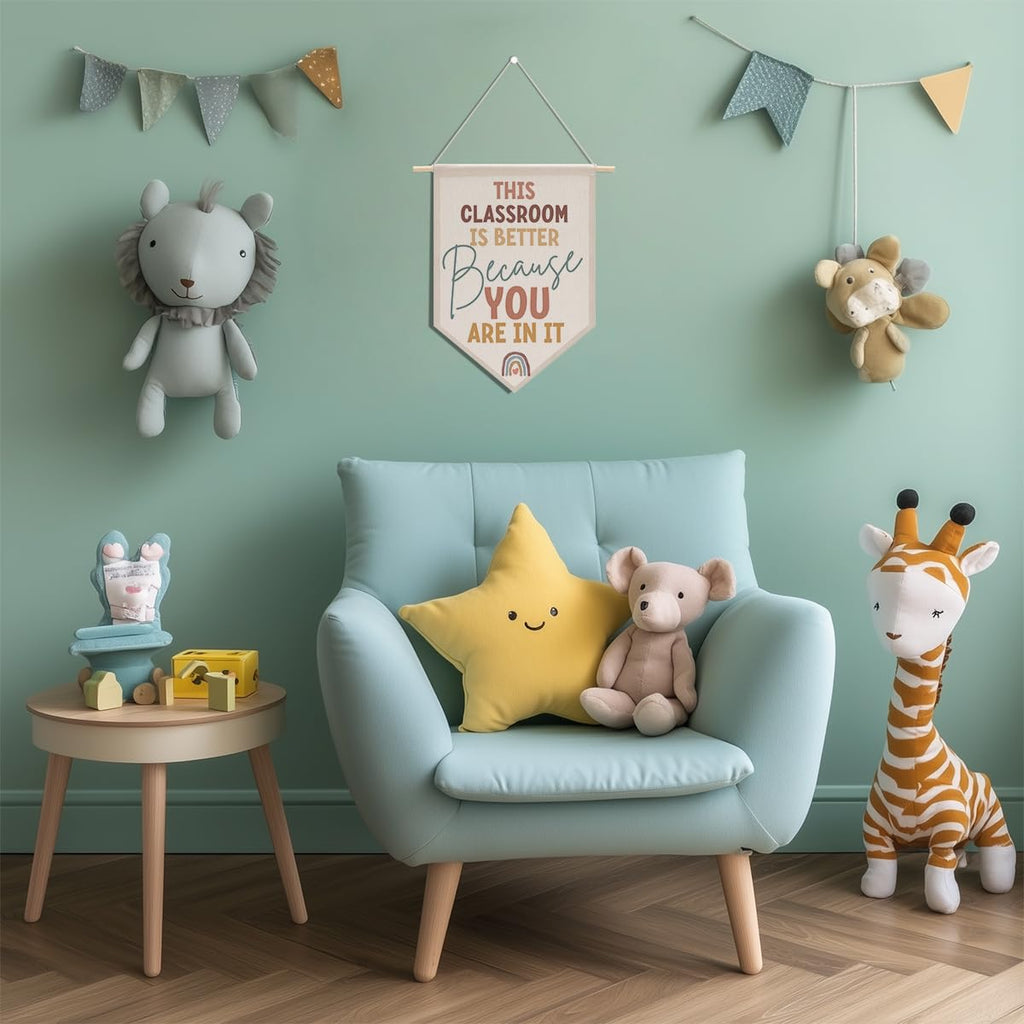 Preppy Positive Affirmations Wall Hanging Pennant Flag â€?Aesthetic Decor for Classroom, Bedroom, or Home