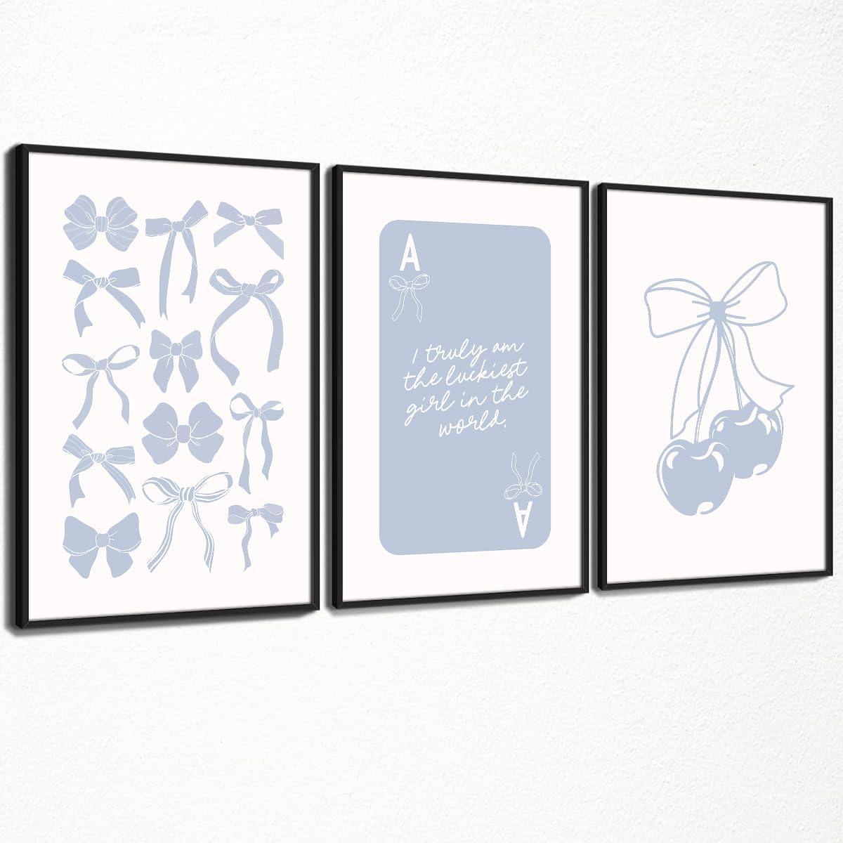 Coquette Bow Aesthetic Poster Preppy Wall Art Set of 3 Trendy Cute Canvas Prints