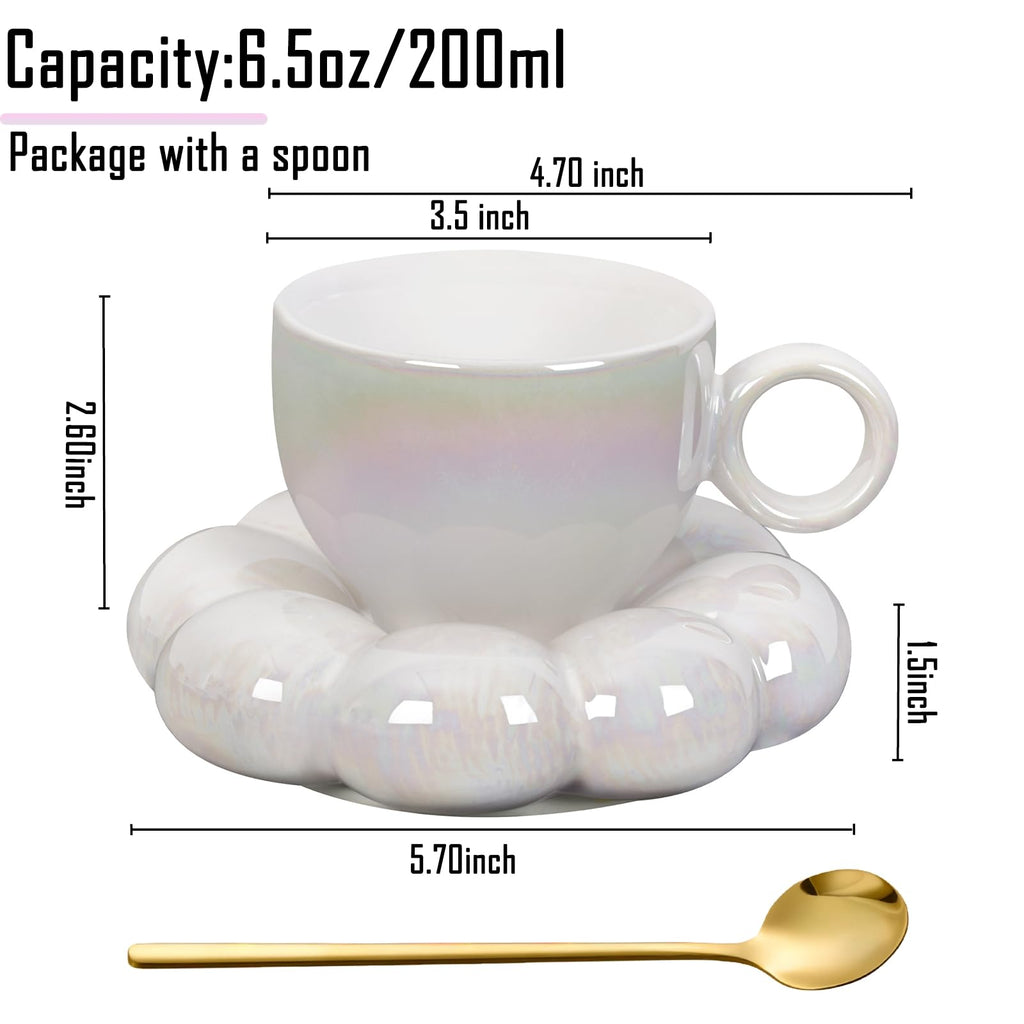 Coffee Mug, Tea Cup and Saucer Set with Spoon  10oz