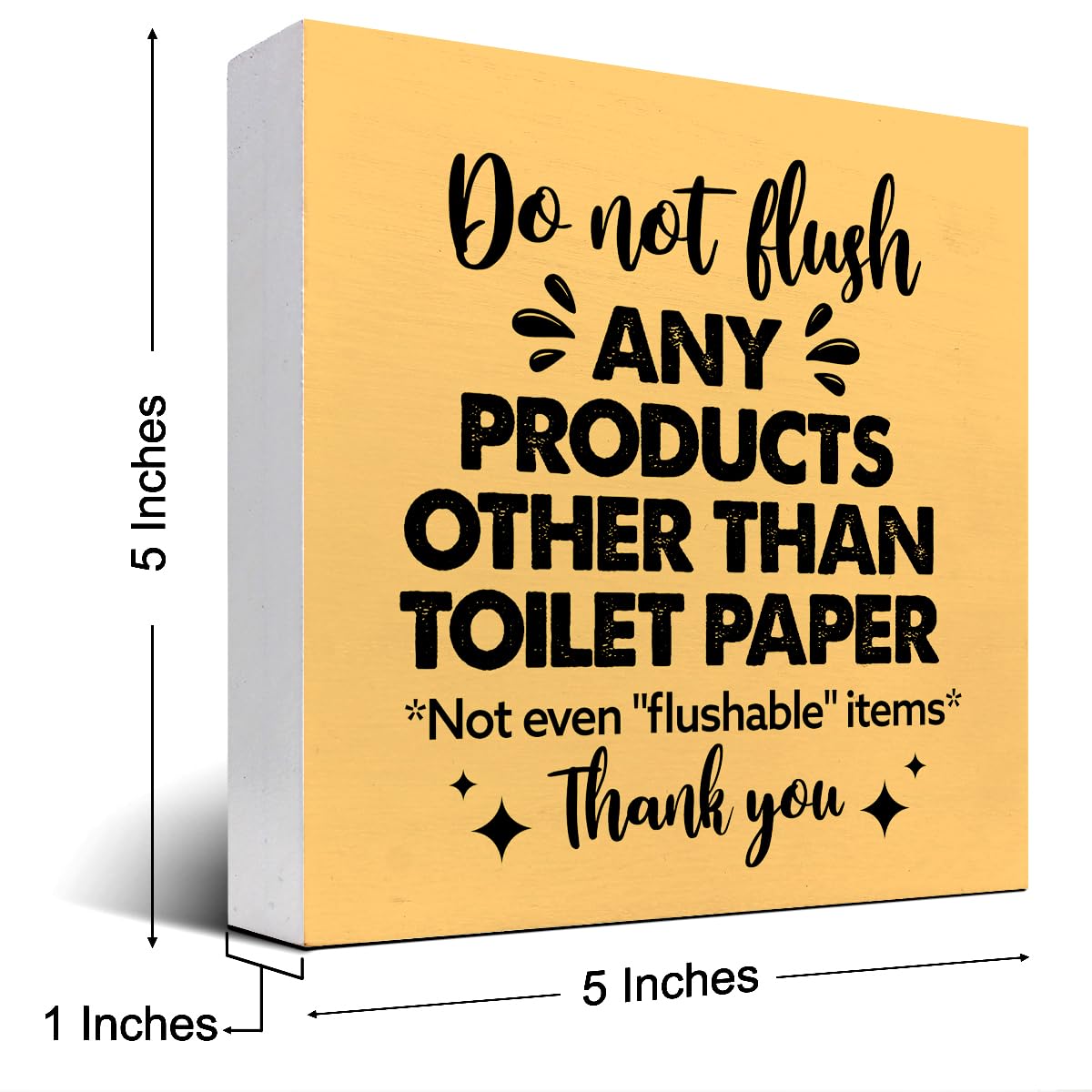 Do Not Flush Any Products Other Than Toilet Paper Wooden Box Sign - Bathroom Reminder Funny Quote Pink