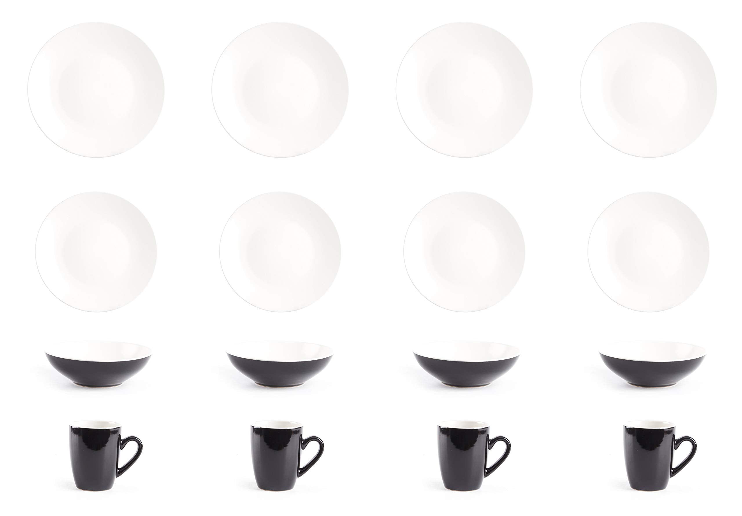 Stoneware Two-Tone Colors Life 12pc Dinner Set