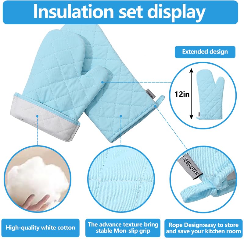 Oven Mitts and Pot Holders 4 pcs Set,High Heat Resistant 500 Degree Extra Thicken