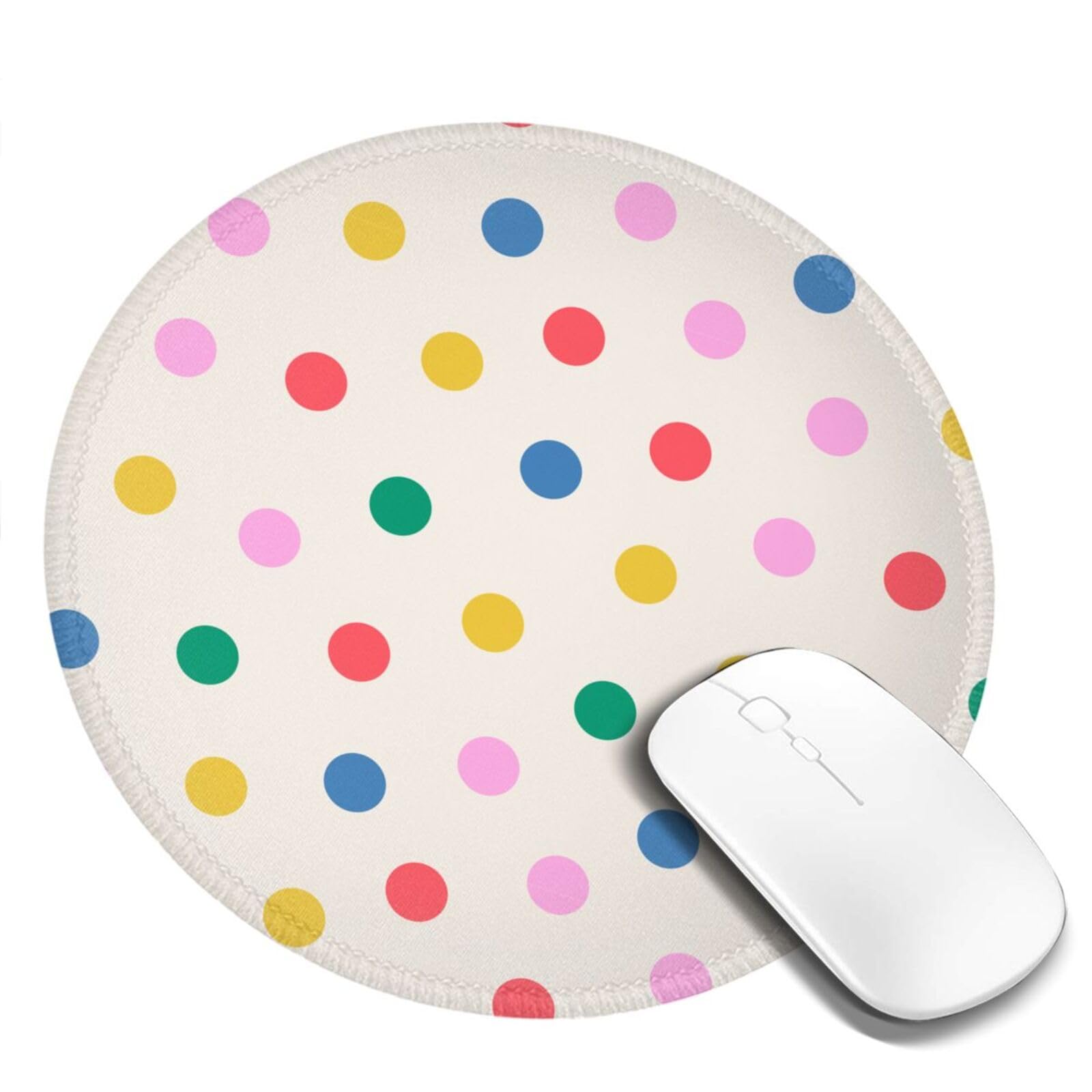 Round Mouse Pad Desk Top - Stitched Edges 8 X 8 Inch