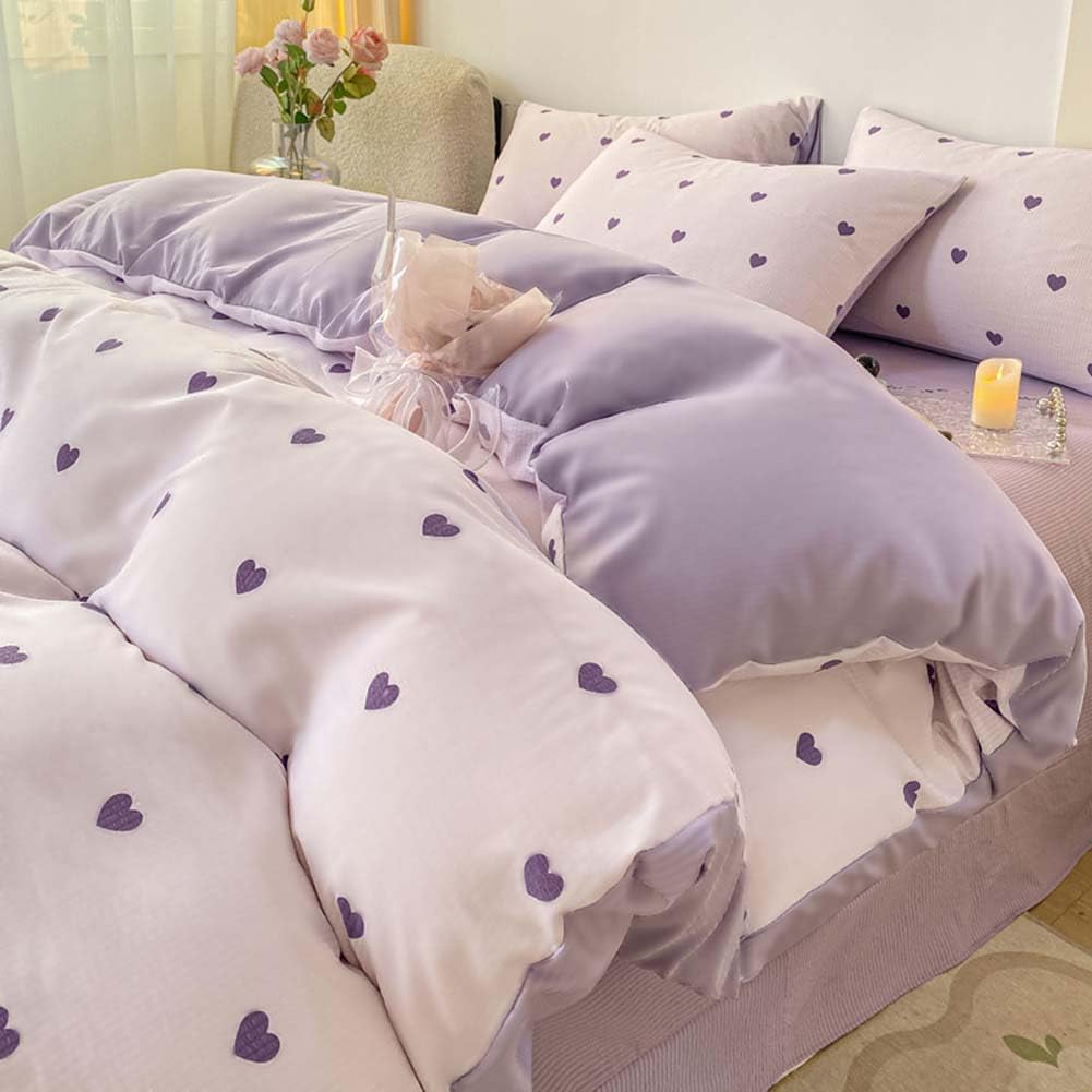 Duvet Cover Printed Bedding Set 3Pcs Girls Kawaii Pattern Comforter Cover with Zipper Closure Soft Breathable Microfiber