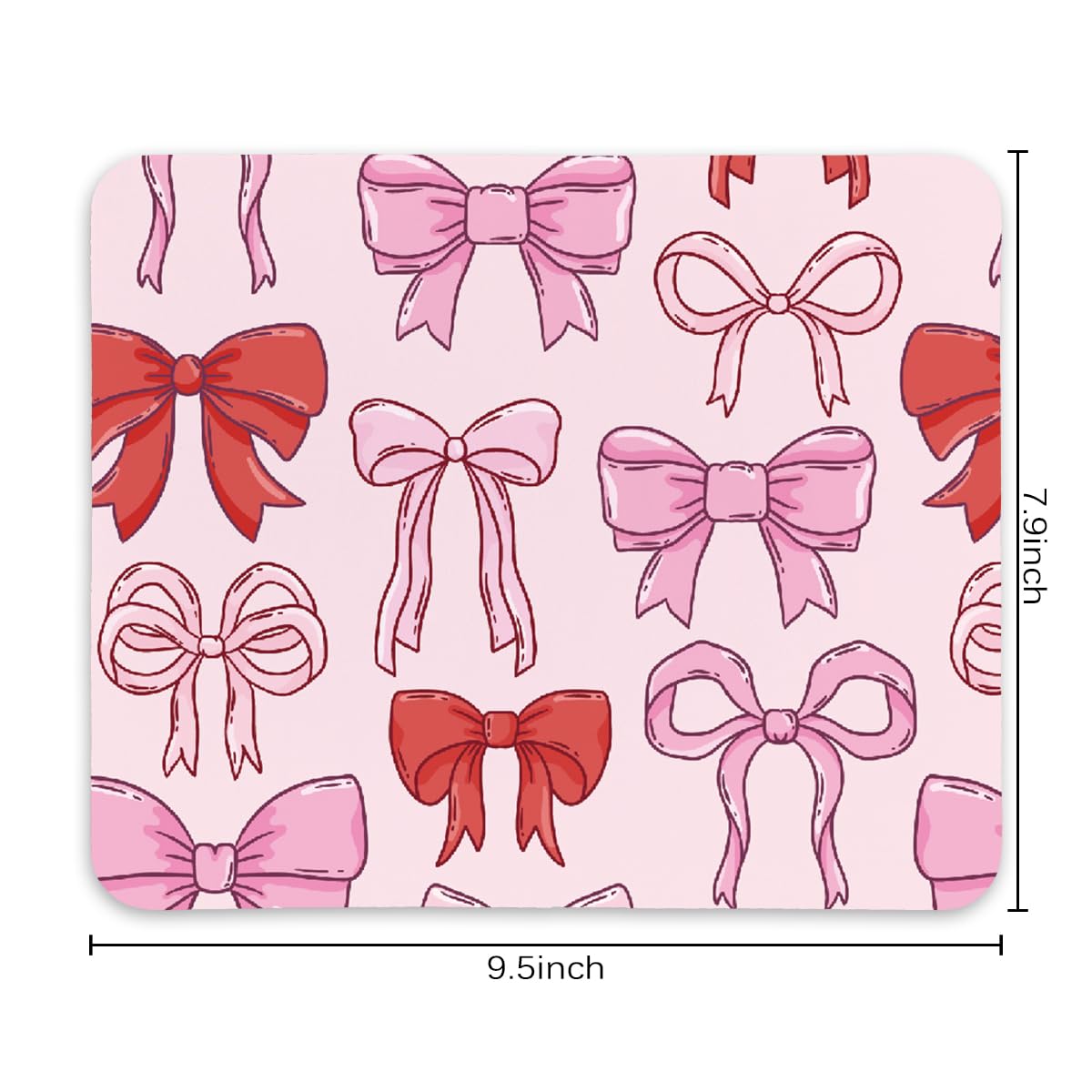 Coquette Bow Mouse Pad, Trendy Mouse Pad, Preppy Cute Mouse Pad for Desk Home Office & Gaming, 9.5x7.9 inches