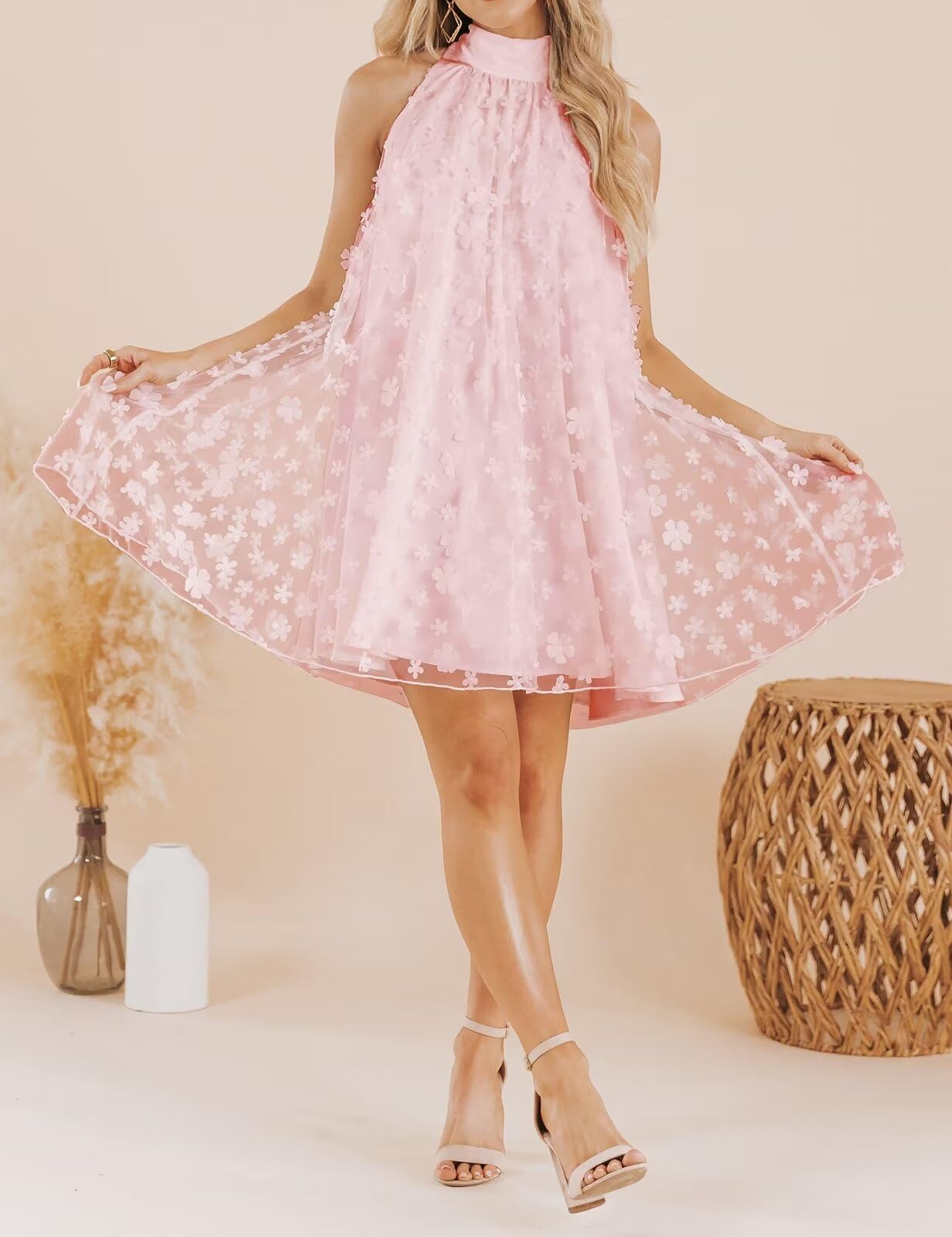 Women's Summer Formal Dresses Cocktail Halter Swing Dress Cute A Line Dress