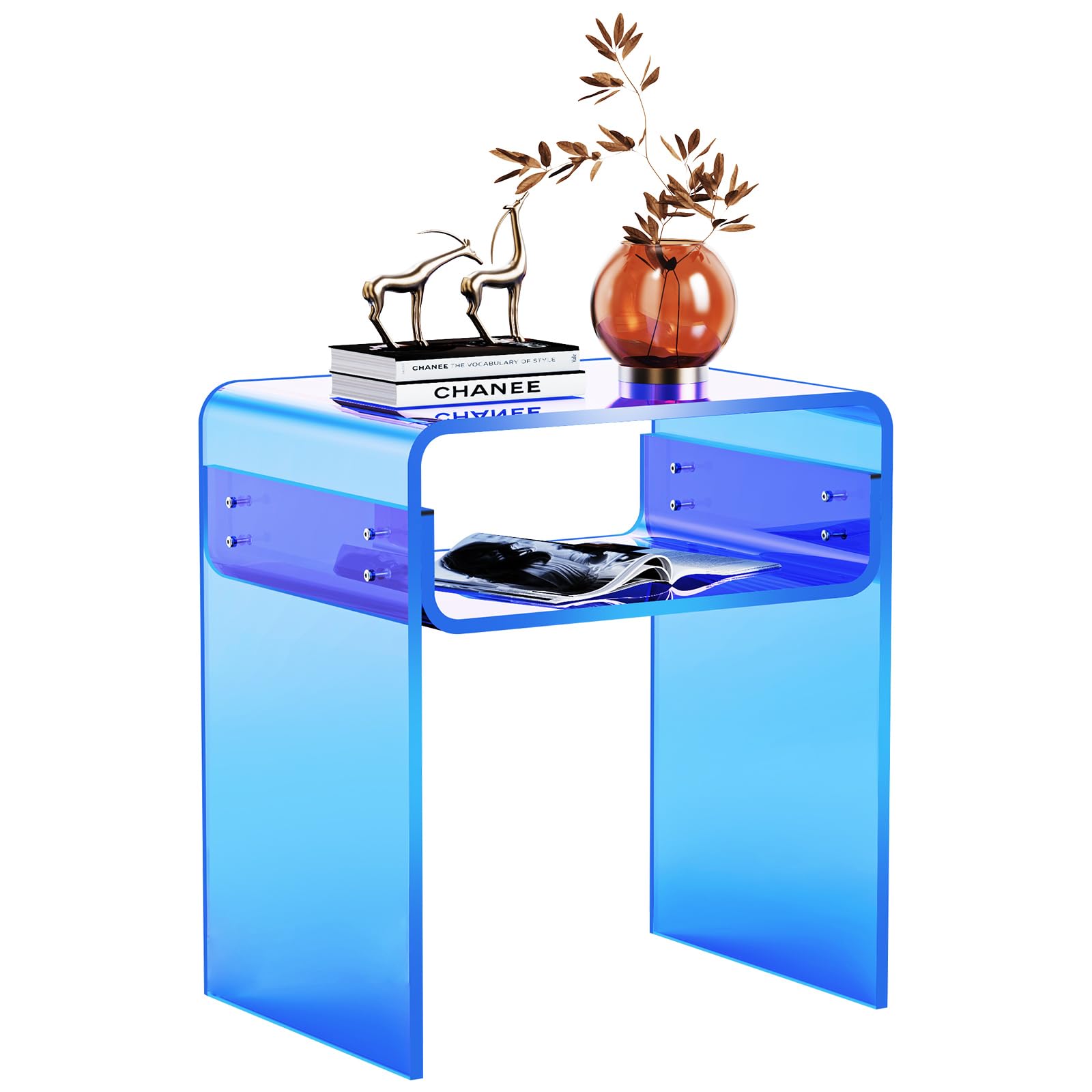 Clear Acrylic End Table 2-Tier Bedside nightstand