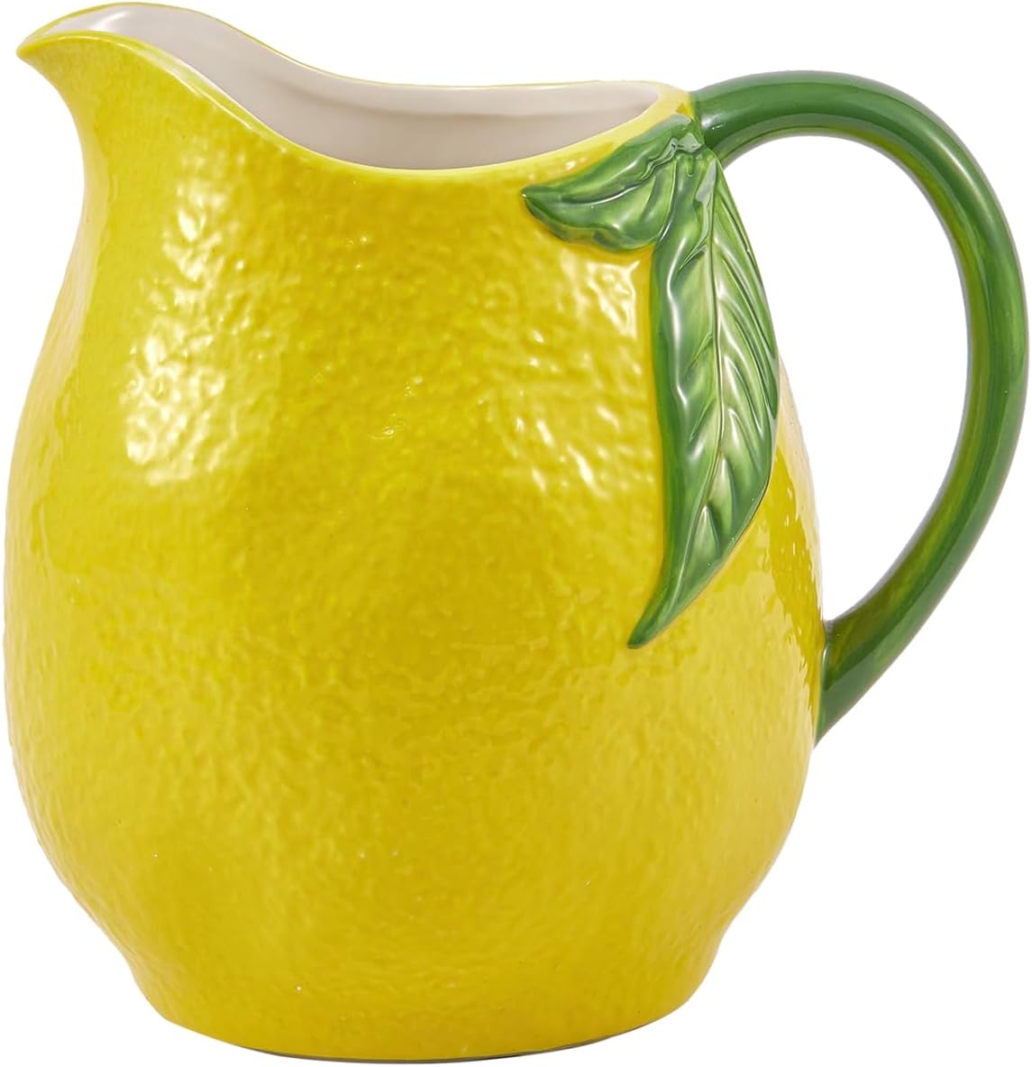 Lemon Shape Cute Handpainted Stoneware Pitcher, Microwave & Dishwasher Safe Jug
