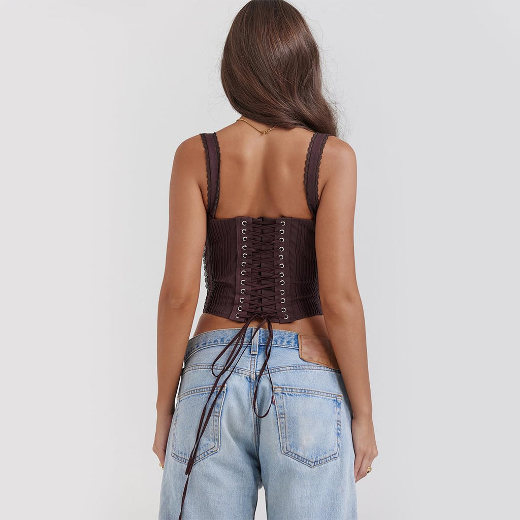 Women's Lace Up Cami Corset Tops