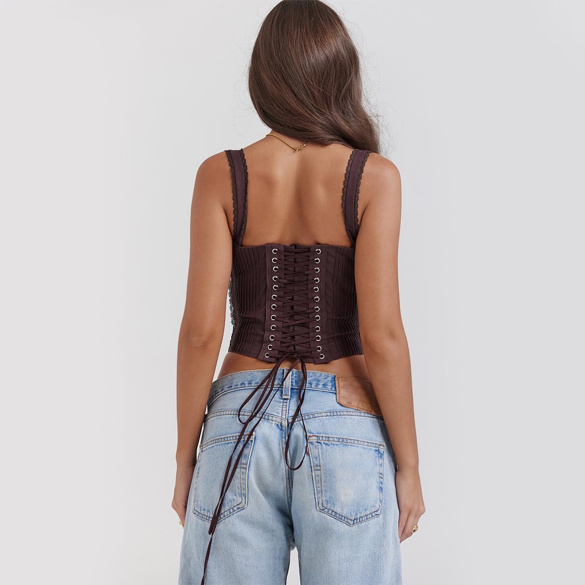 Women's Lace Up Cami Corset Tops