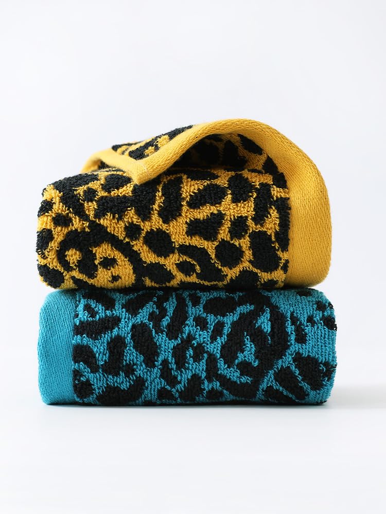 Premium 3 Piece Leopard Bath Towel Set / 1 Bath Towel 1 Hand Towel 1 Washcloth, Quick-Drying, 100% Cotton