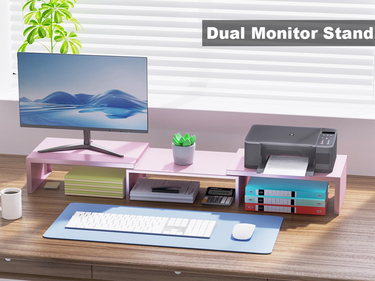 Dual Monitor Stand for Desk, Metal Monitor Riser, Office Supplies and Accessories