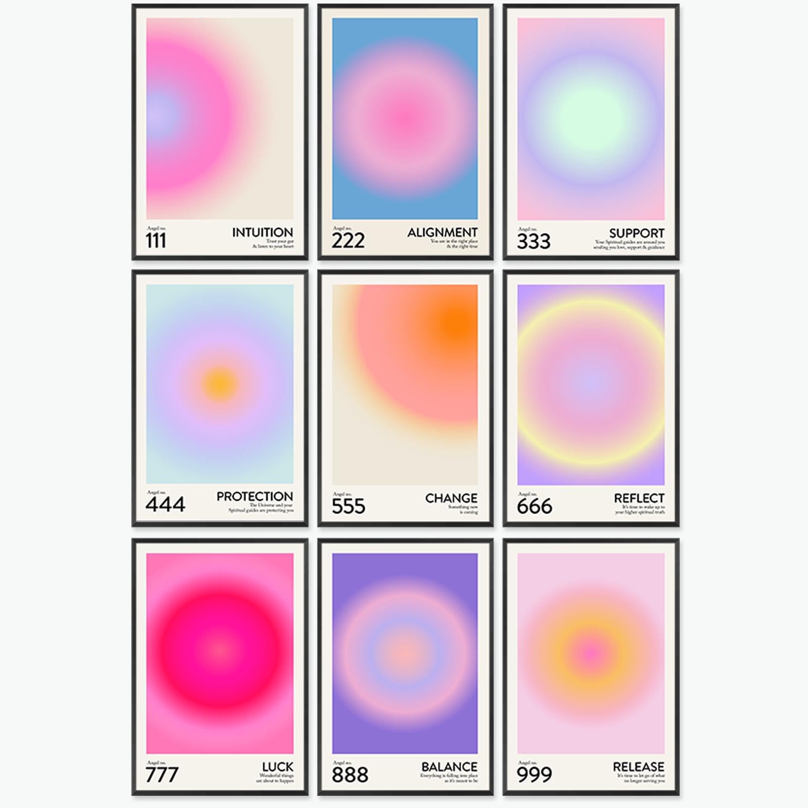Colorful Aura Retro Canvas Wall Art Cute Pastel Wall Decor