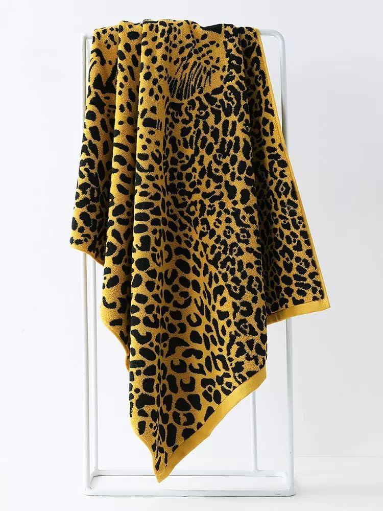 Premium 3 Piece Leopard Bath Towel Set / 1 Bath Towel 1 Hand Towel 1 Washcloth, Quick-Drying, 100% Cotton