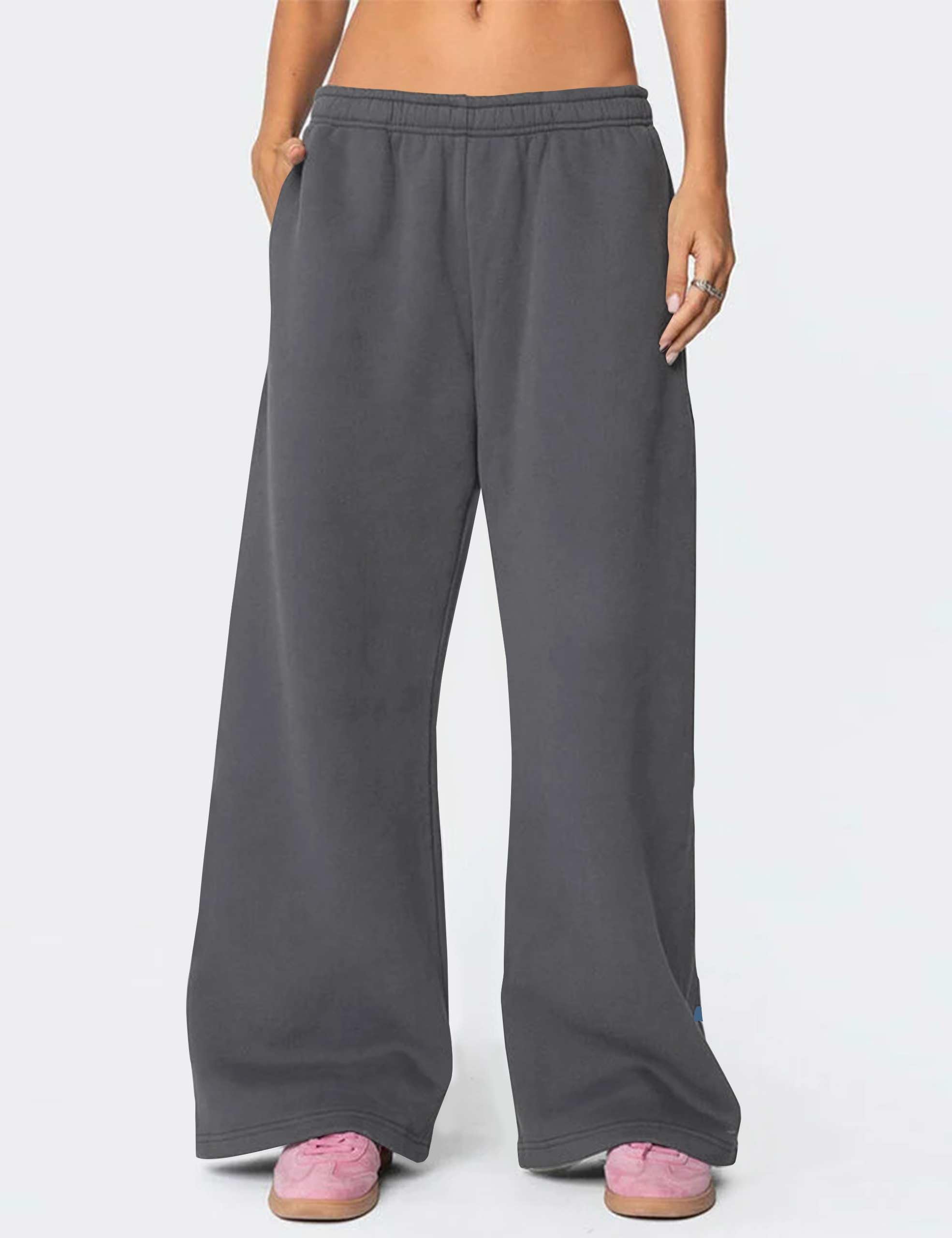 Women's Wide-Leg Sweatpants â€?Straight Leg, Graphic Bow Print, Elastic Waistband, Lounge Joggers with Pockets