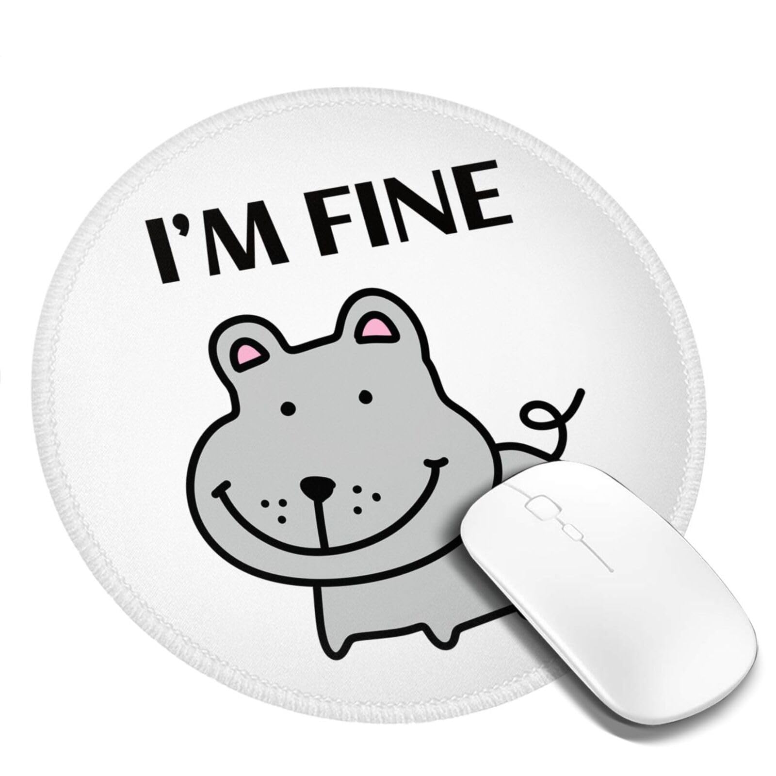 Round Mouse Pad Desk Top - Stitched Edges 8 X 8 Inch