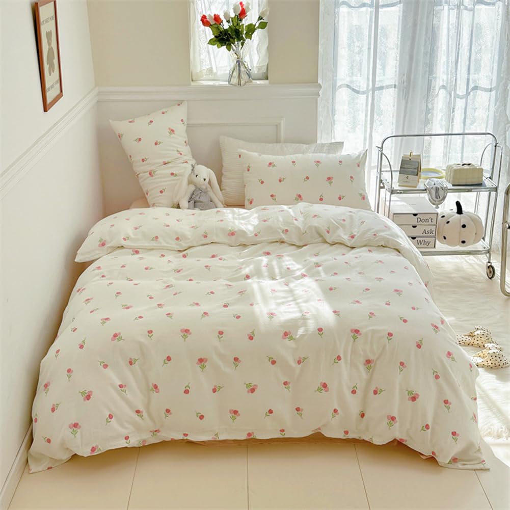 Duvet Cover Printed Bedding Set 3Pcs Girls Kawaii Pattern Comforter Cover with Zipper Closure Soft Breathable Microfiber