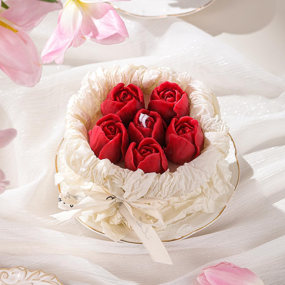 Handmade Floral Bouquet Candle, Scented Peony & Rose Shape, Gift for Women, Home Décor, Aromatherapy, Small (2.8"x2.4", 3 Flowers) & Large (3.6"x3", 5 Flowers)