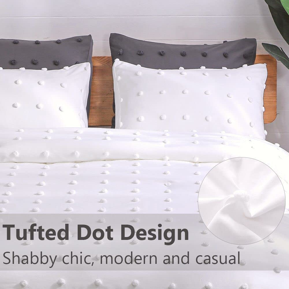 Comforter Set, 2 Pieces- Soft Cotton Lightweight Comforter with 1 Pillowcase, Chenille Dots All Season Down Alternative Comforter Set for Bedding