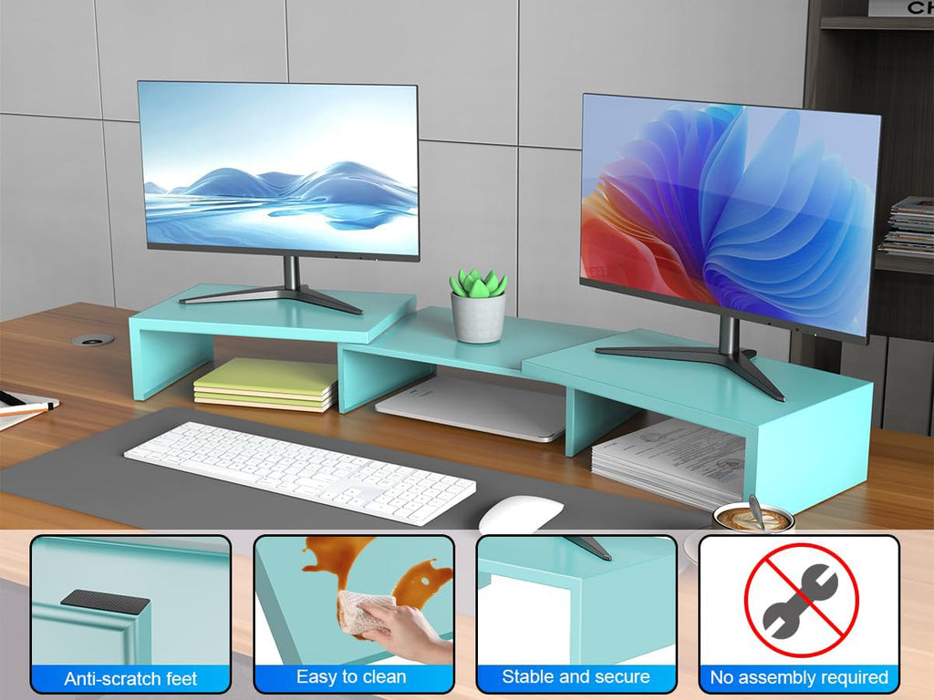 Dual Monitor Stand for Desk, Metal Monitor Riser, Office Supplies and Accessories