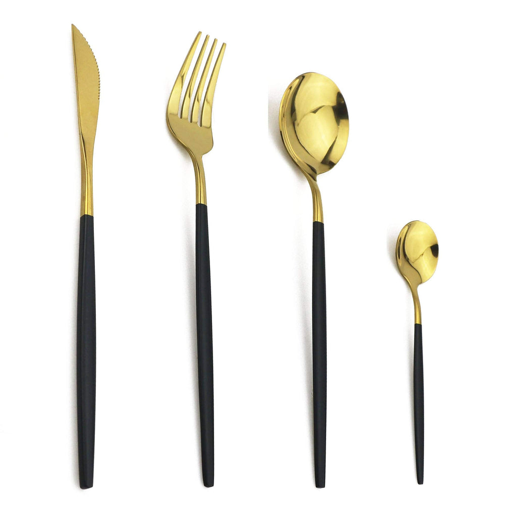 Stainless Steel Knife Fork Spoon Teaspoon Silverware Set, 24-Piece Flatware Set,