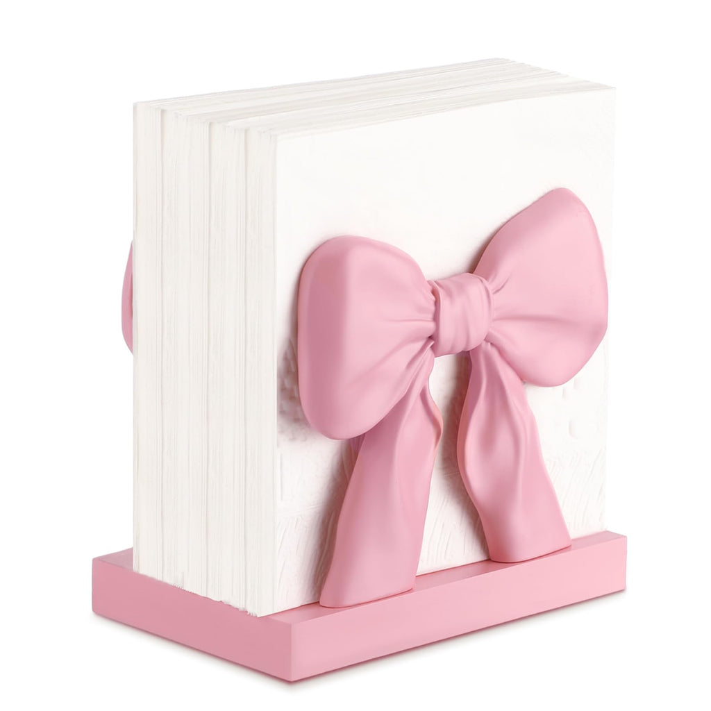 Pink Bow Napkin Holder Cute Kitchen Napkin Holder for Table Standing Paper Storage