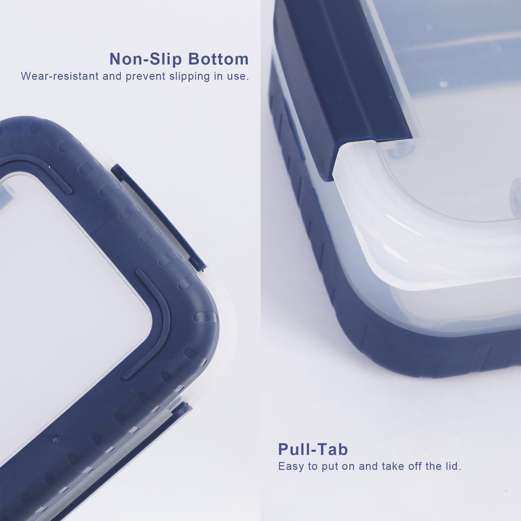 Plastic Food Storage Containers with Leakproof Locking Lids, Stackable Airtight Storage Containers BPA-Free & Freezer Safe, Non-slip Base, Set of 4 Pieces