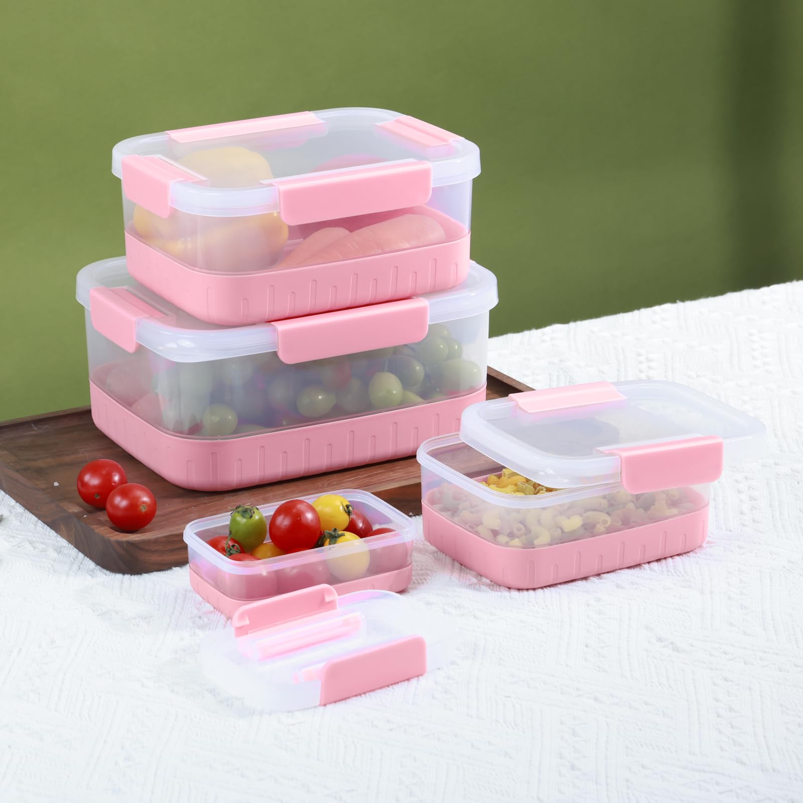 Plastic Food Storage Containers with Leakproof Locking Lids, Stackable Airtight Storage Containers BPA-Free & Freezer Safe, Non-slip Base, Set of 4 Pieces