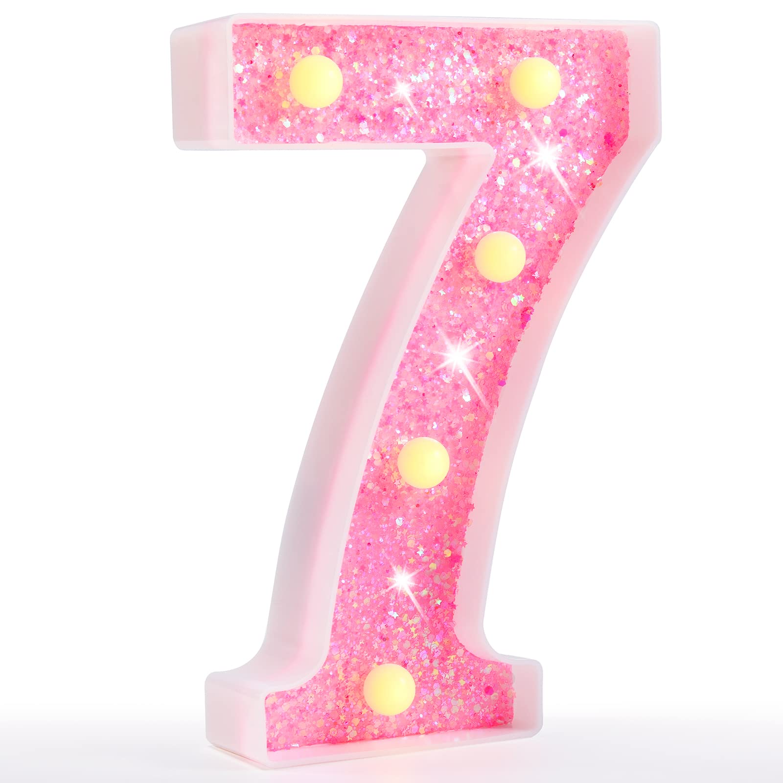 Pink LED Letters Glitter Alphabet LetterS & Numbers Sign Battery Powered