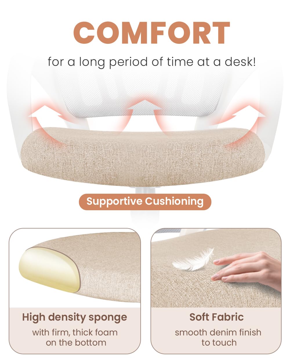 Office Desk Computer Chair Ergonomic Mesh Gaming Mid Back Seat with Comfy Lumbar Support Adjustable Height Swivel