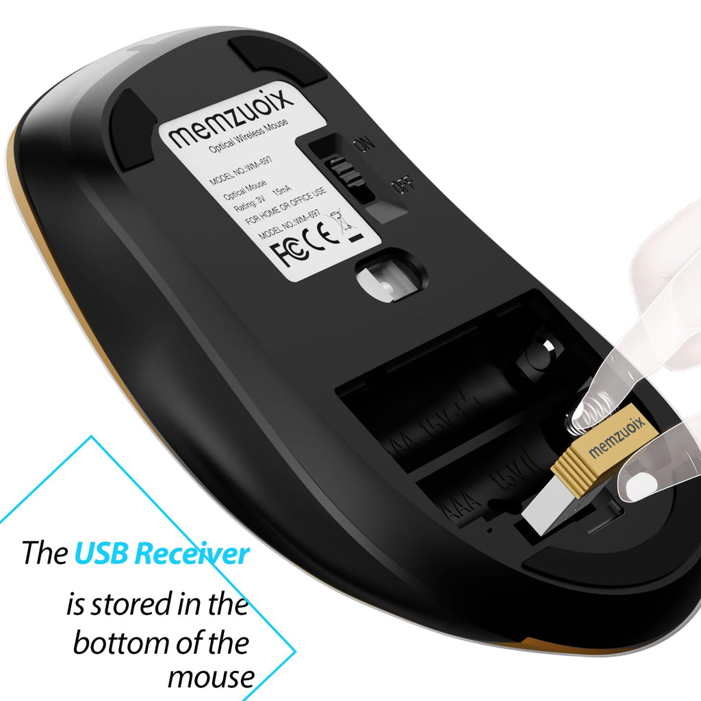 Portable Computer Wireless Mouse for Laptop, PC, Desktop, MacBook, 5 Buttons