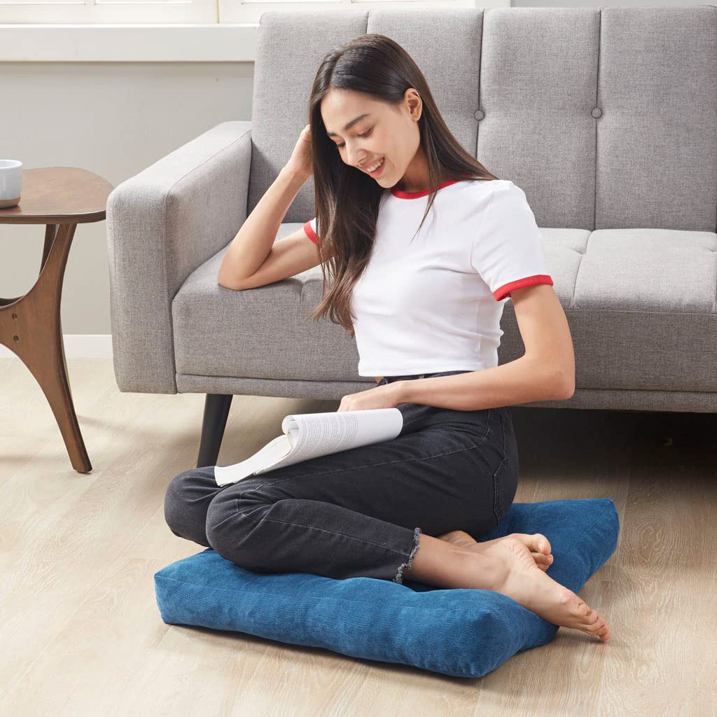 Square Large Pillows Seating Meditation Floor Pillow, Tufted Corduroy Cushion for Living Room