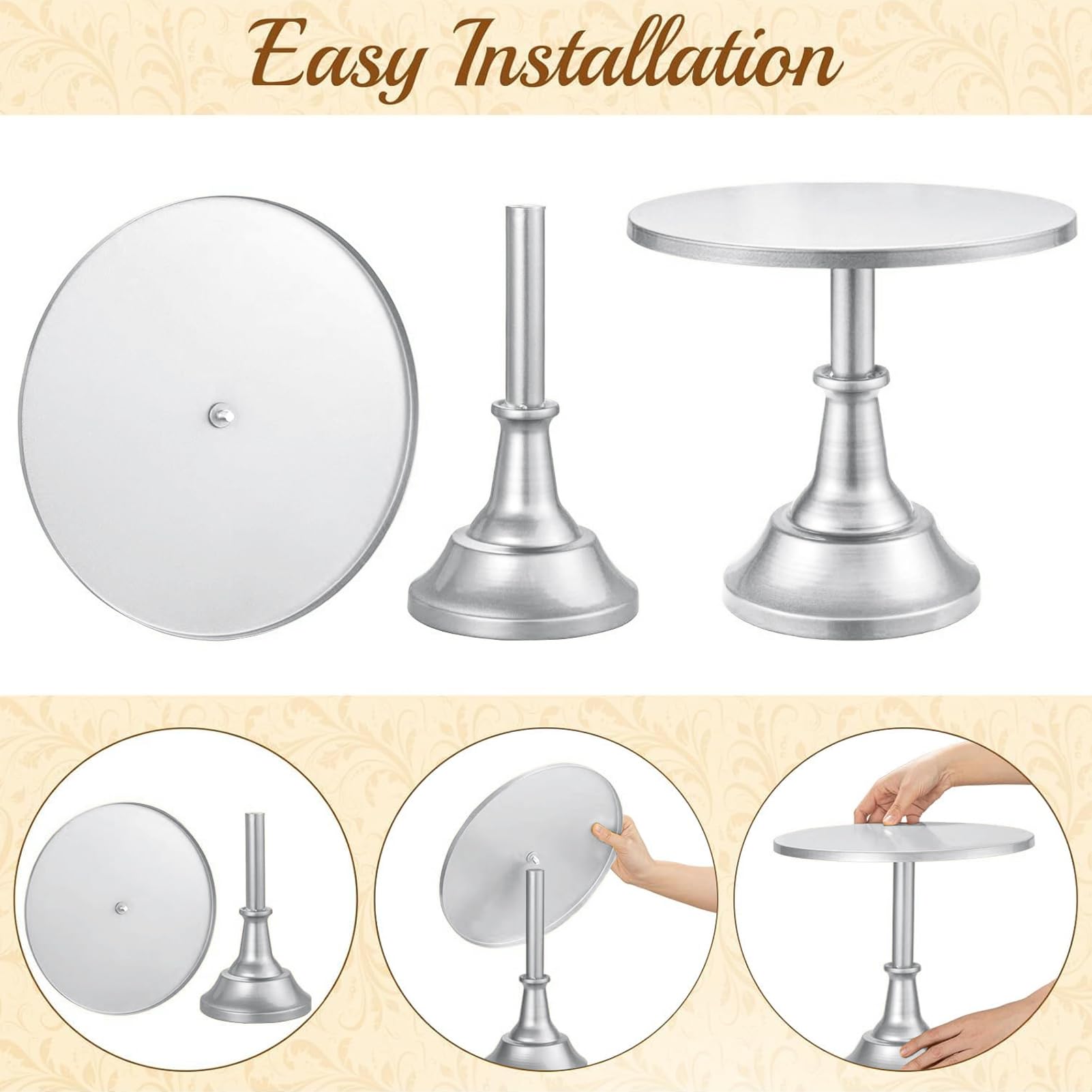 Cake Stand, Cake Stand Set Disc Diameter 8" 10" 12", Perfect Dessert Table Display Set, 3 Pcs