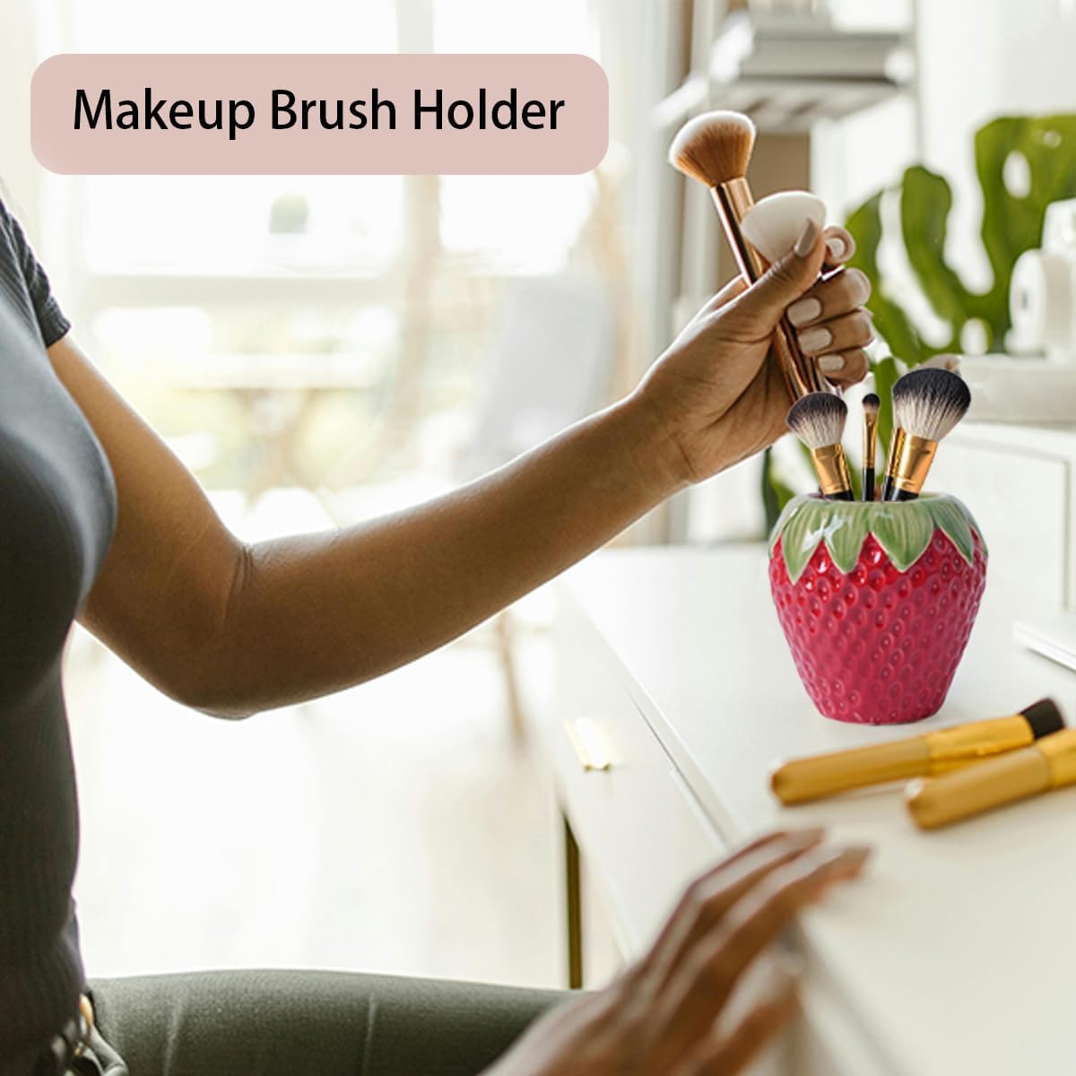 Red Ceramic Strawberry Vase, Cute Fresh Flowers Vases