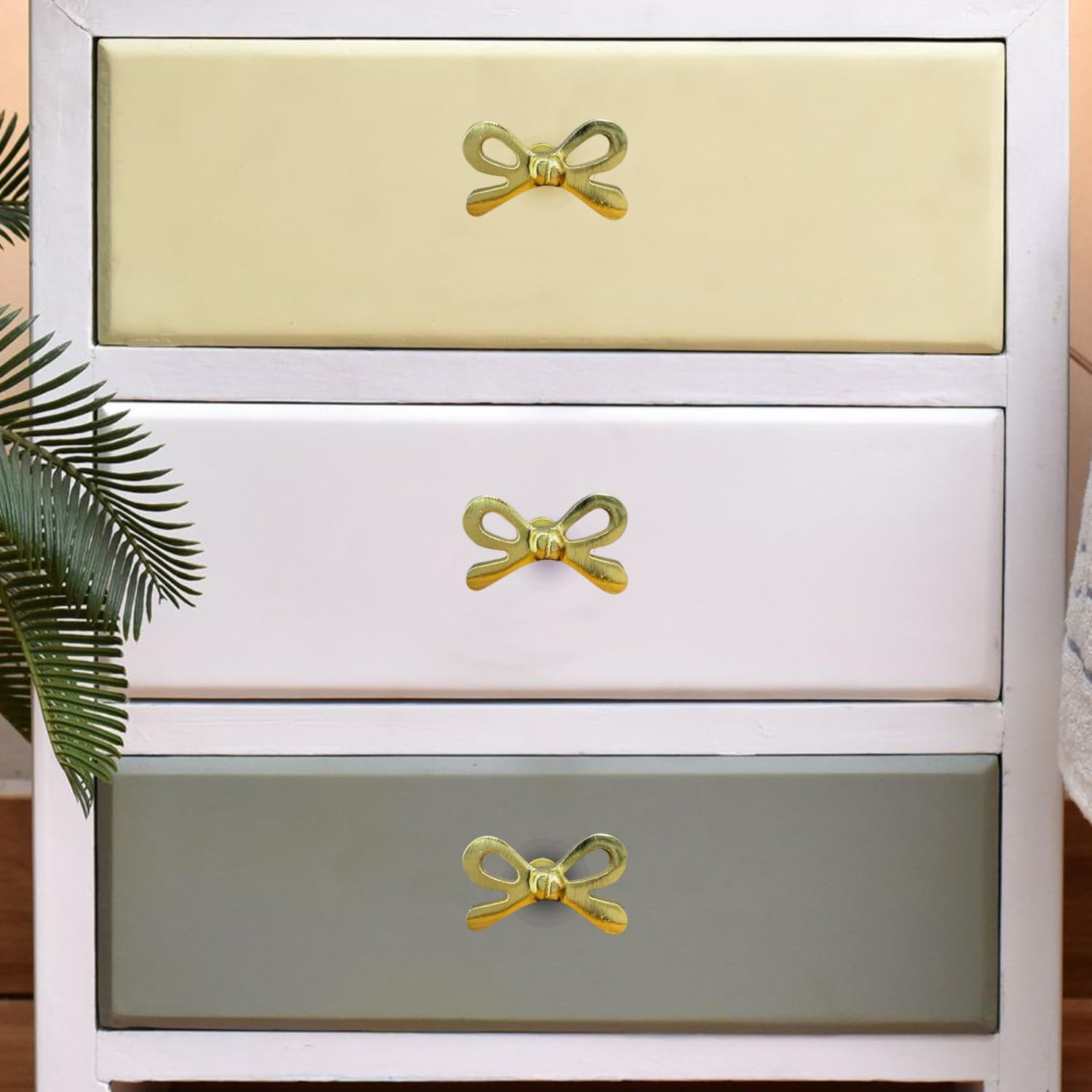 Set of 6 Metal Door Knobs - Decorative Door Knobs Bow Tie Handle with Screw | Cupboard Drawer Wardrobe Pulls (2.25" x 1.25" x 1.1") Gold