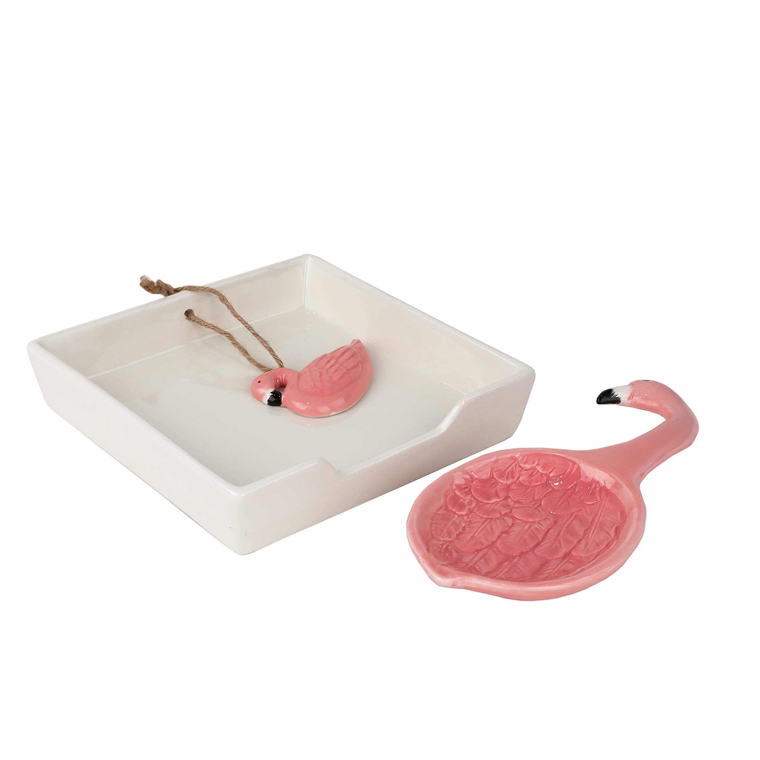 Pink Flamingo Spoon Rests for Kitchen - Set of 2