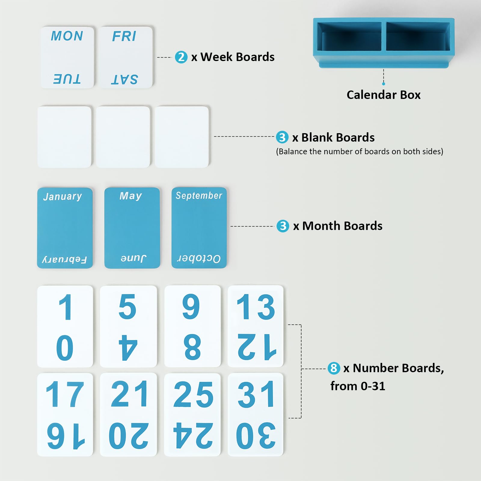 Wooden Block Perpetual Calendar for Desk, Daily Desktop Standing Flip Calendar with Large Display