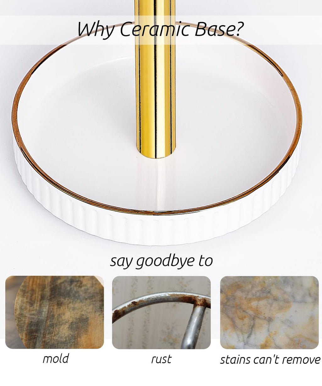 Stable Elegant and Durable Kitchen Roll Stand Paper Towel Holder Countertop, Ceramic Base