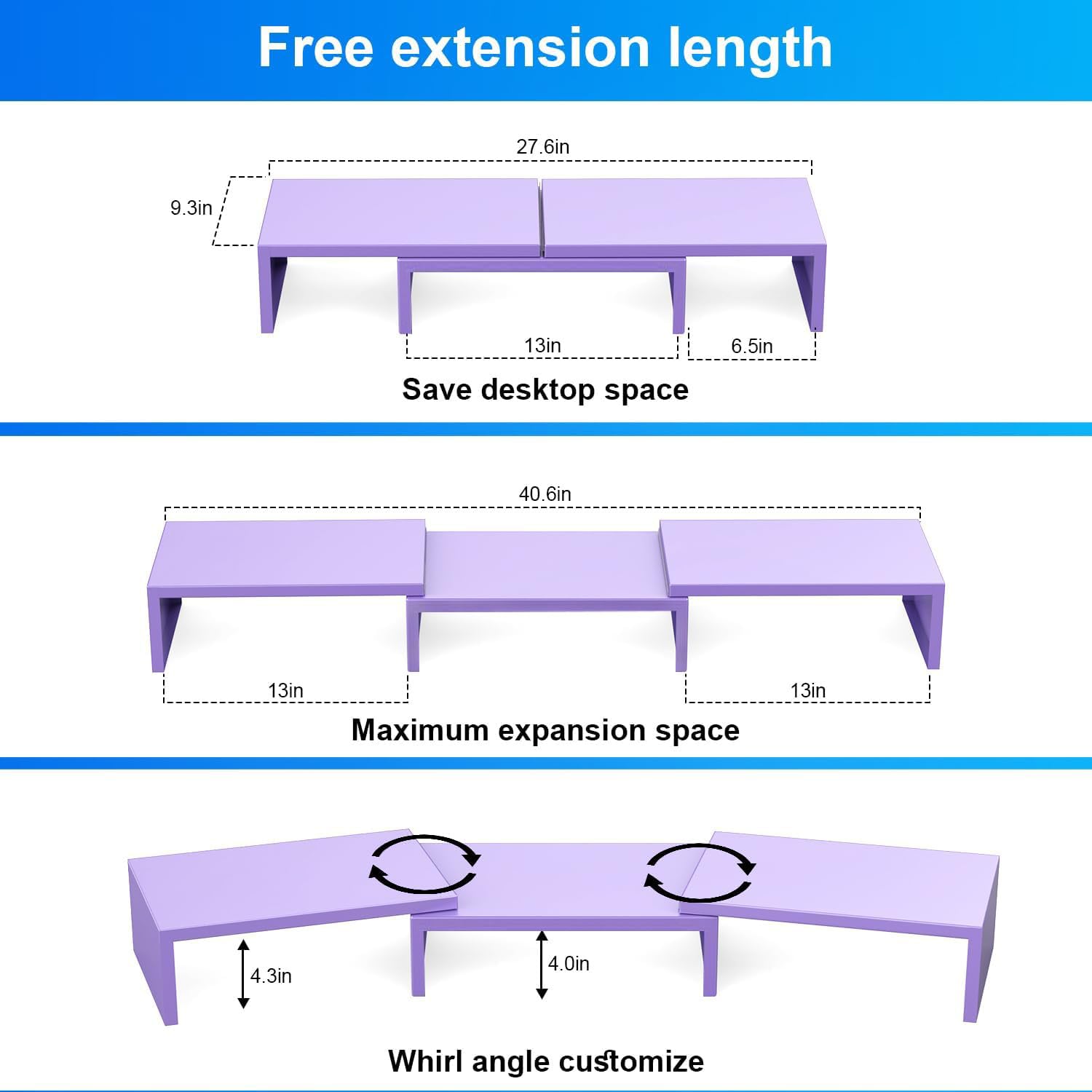 Dual Monitor Stand for Desk, Metal Monitor Riser, Office Supplies and Accessories
