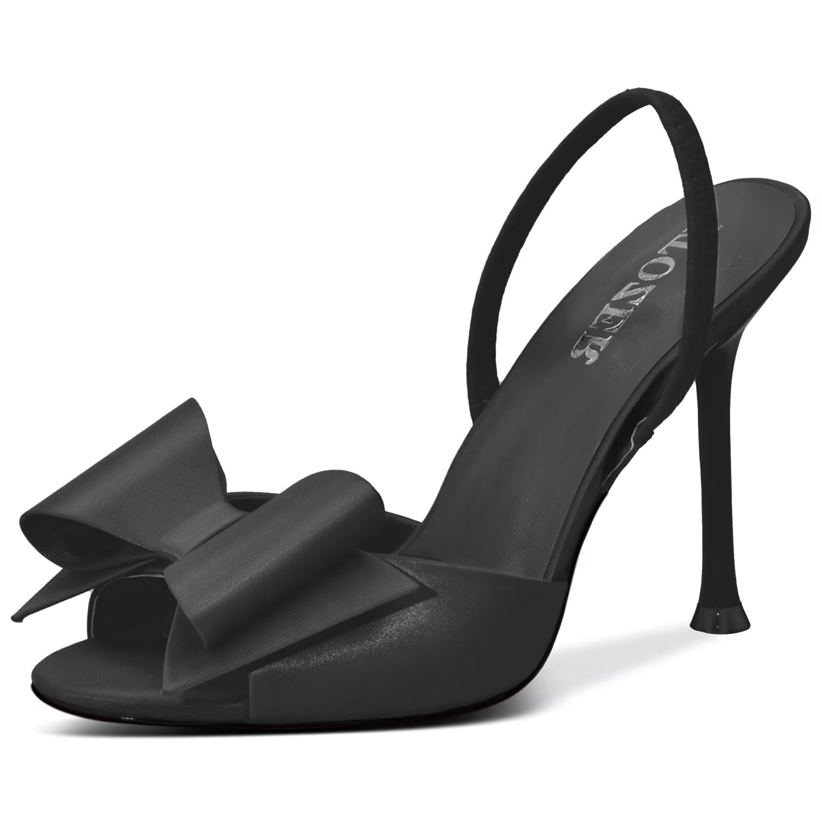 Satin High Heels Slingback Open Toe Mules Sandals Bow Stiletto Sexy Heels Comfortable Party Shoes