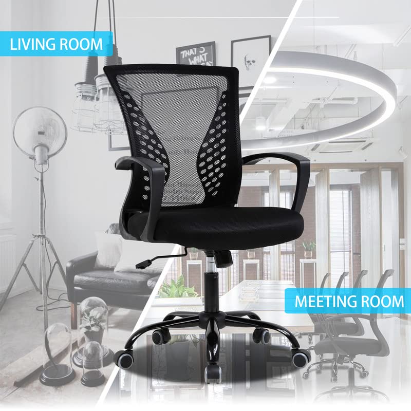 Mesh Desk Chair Ergonomic Computer Chair with Lumbar Support Armrest Mid Back 360 Degree Rolling Swivel Adjustable Height