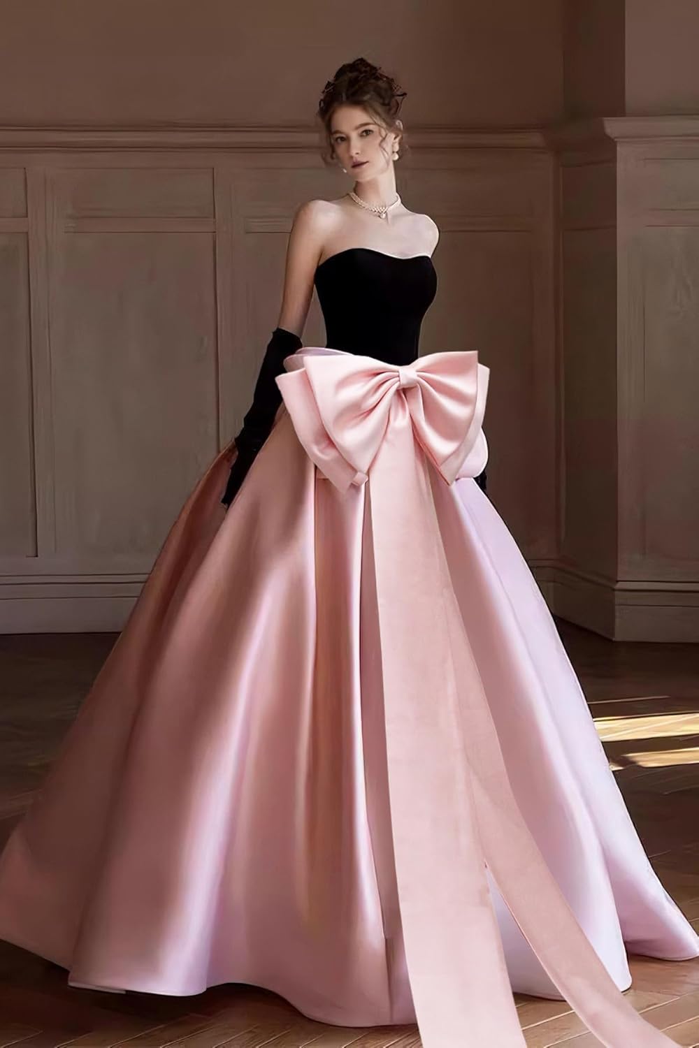 Detachable Big Bow Long Train Satin Bowknot Sweep Train Waist Sash Belt Bowknot for Wedding Formal Dress