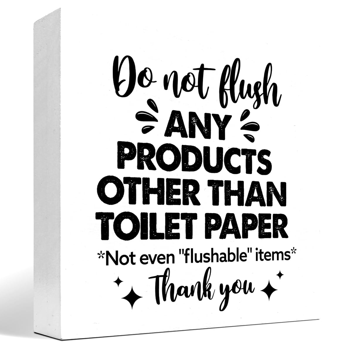 Do Not Flush Any Products Other Than Toilet Paper Wooden Box Sign - Bathroom Reminder Funny Quote Pink