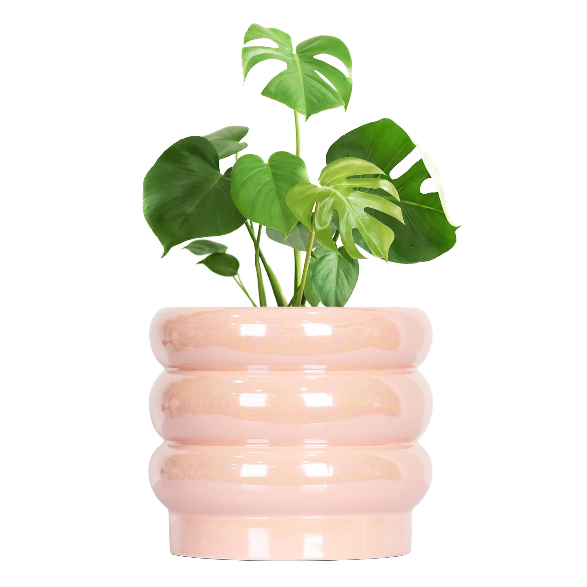 Ceramic Plant Pots for Indoor Plants, Rainbow Pearl Glaze Planter with Planters for Plants with Drainage Hole