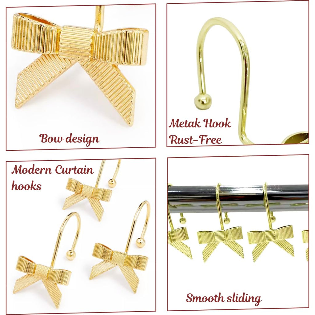 Decorative Bow Knot Curtain Hooks Shower Rings for Bathroom