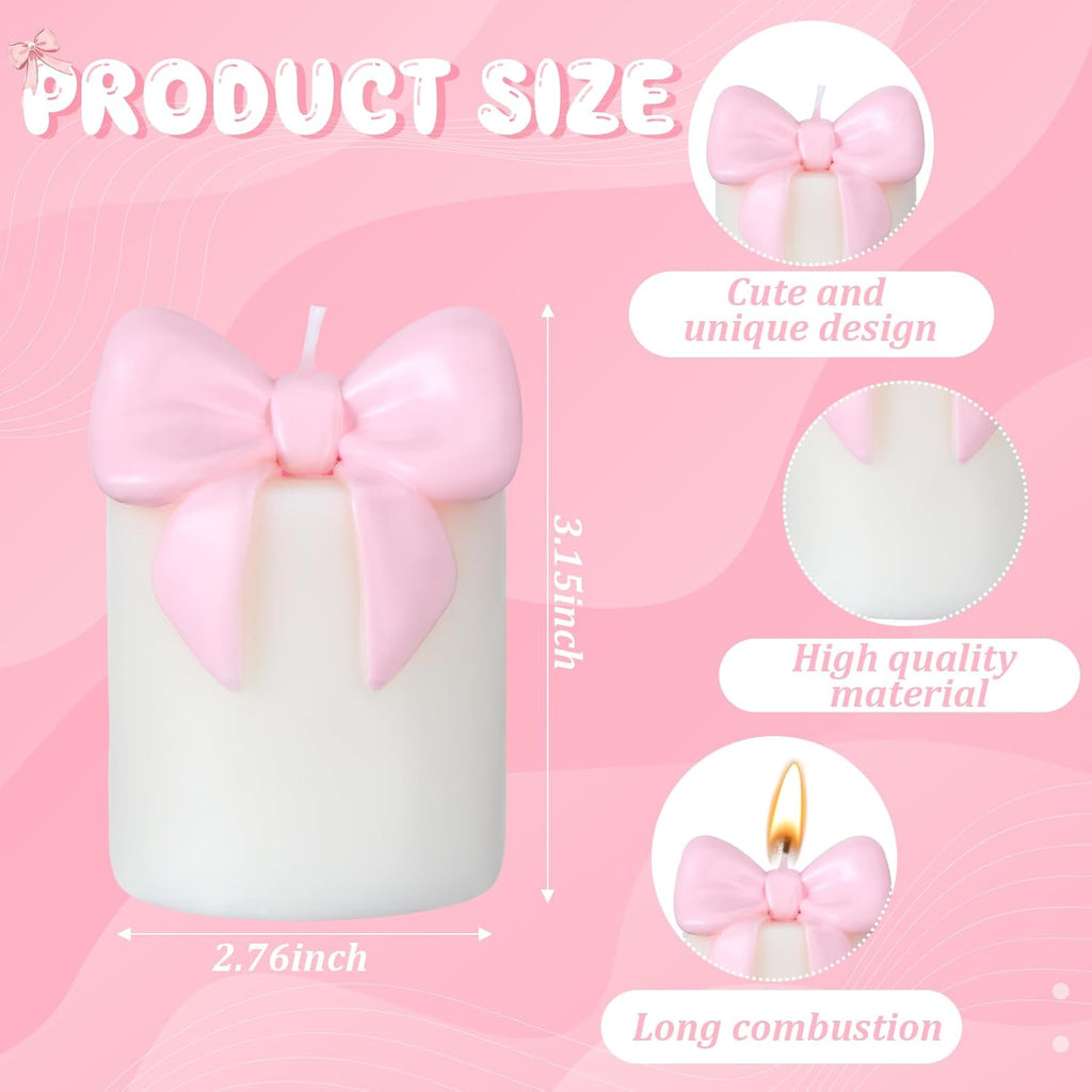 Small Pink Bow Candle Cute Freesia Scent Soy Wax Bow Knot