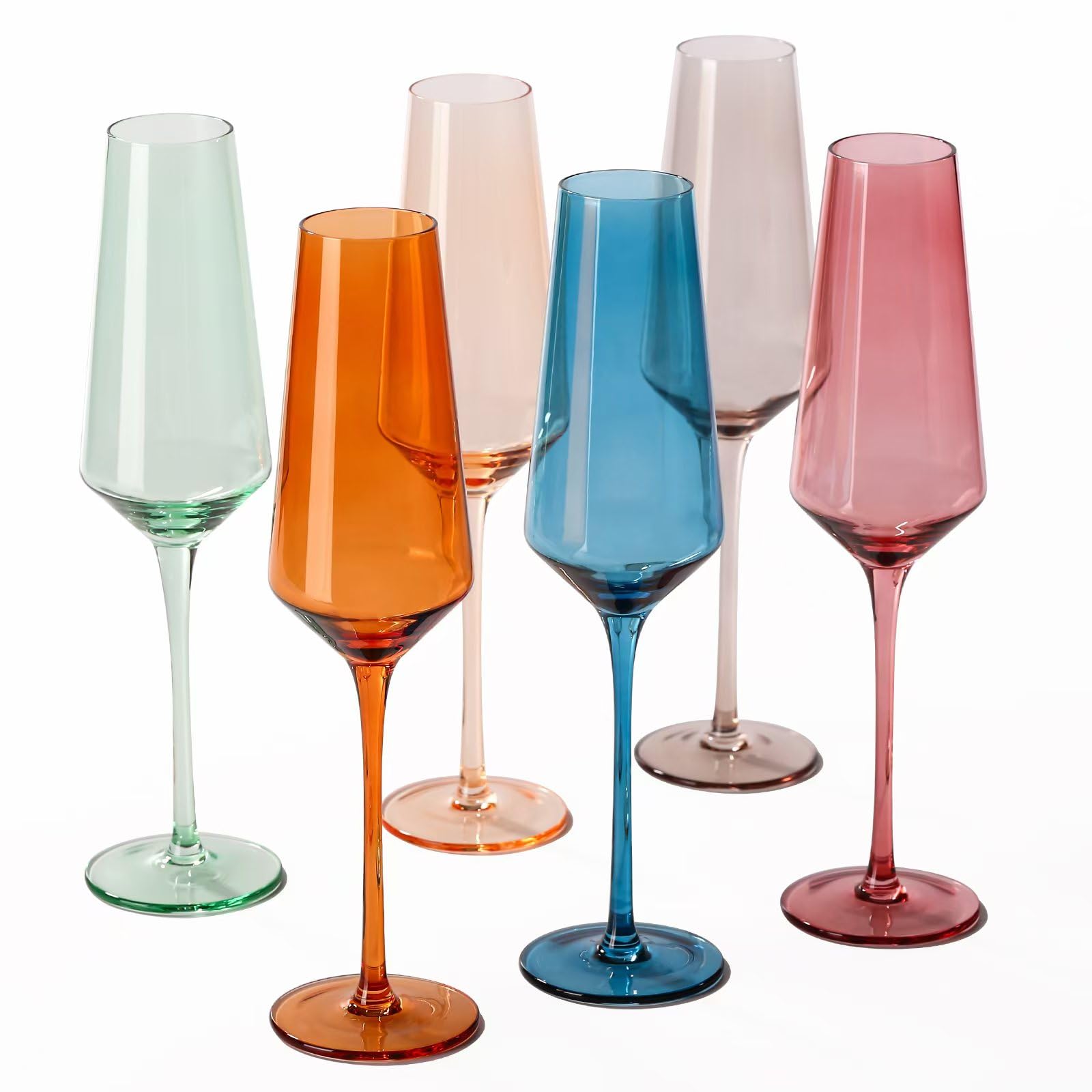 Colored Champagne Flutes Set of 6