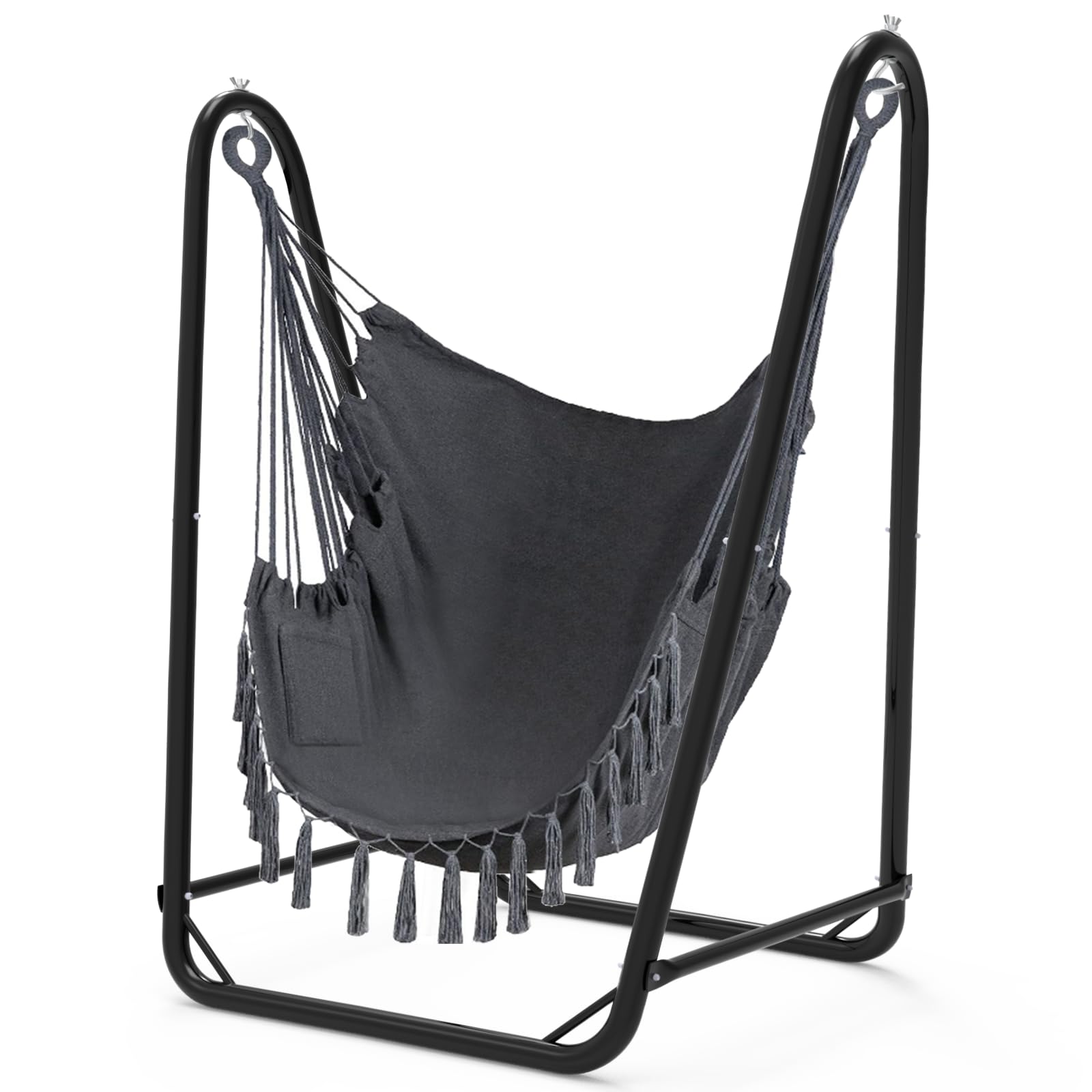 Hammock Chair with Stand,Heavy-Duty Hanging Chair with Stand for Indoor Outdoor, Sturdy Swing Chair Stand Max Load 350 pounds (Hammock Chair Included)