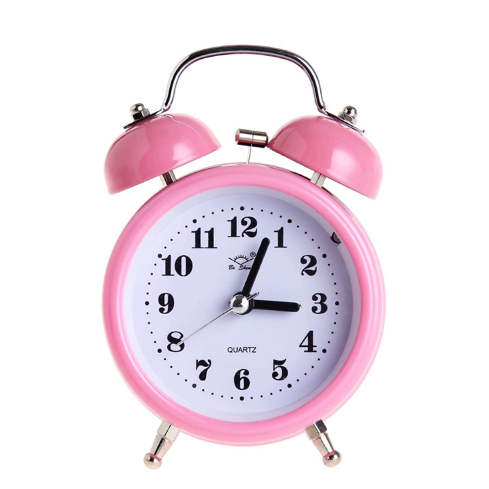 Cute Heart Shapes Twin Bell Loud Alarm Clock Silent Analog Quartz Nightlight Tableclock Battery Operated for Kids, Seniors, Heavy Sleepers, Decorations for Bedroom, Living Room 3 Inches