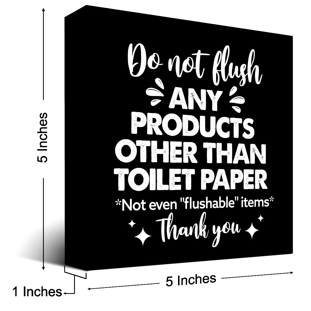 Do Not Flush Any Products Other Than Toilet Paper Wooden Box Sign - Bathroom Reminder Funny Quote Pink